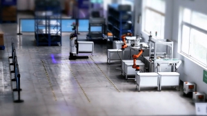 海豚之星体验中心小人国微缩场景快来一睹聪明的小搬运工们是如何工作的吧！#工业搬运机器人#AGV机器人#智能仓储#小人国微缩场景#海豚之星#智能搬运#无人叉车