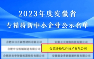 喜报！合肥井松软件技术有限公司通过省级“专精特新”企业认定！