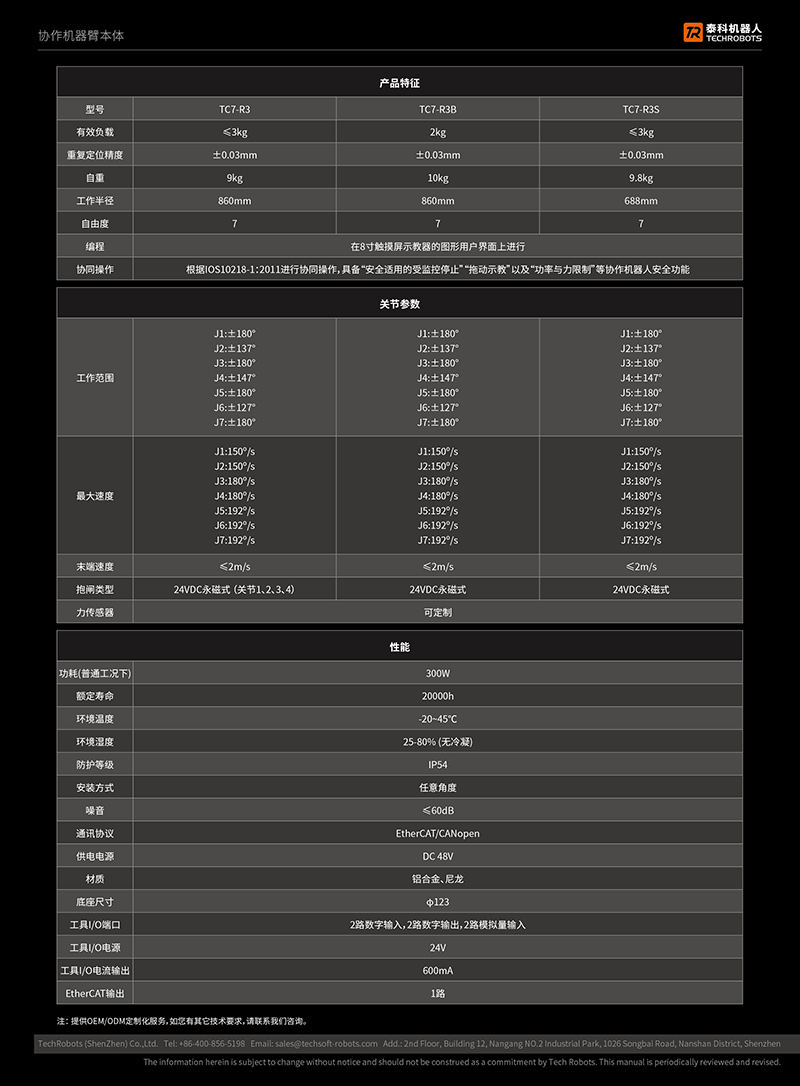 七轴机器人选型参数