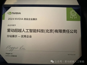 爱动超越-荣获2024 NVIDIA 创业企业展示——北京站优秀企业