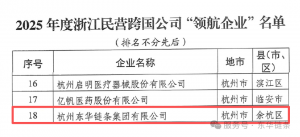 连续四年！东华链条再获浙江省民营跨国公司“领航企业”认定
